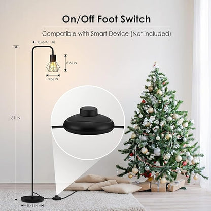 BoostArea Floor Lamp, Industrial Floor Lamp, 6W Diamond Standing Lamp, E26 Socket, On/Off Footswitch, Whole Metal, Modern Small Simple Stand Up Lamp for Bedroom Living Room, Vintage, Mid Century