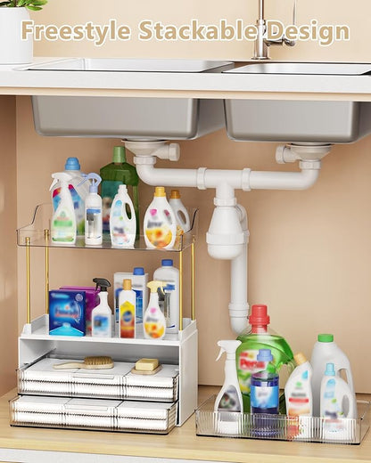 Bathroom Organizers and Storage, Makeup Organizer (Sturdy Durable Attractive), Ideal for Vanity, Countertop, Counter, Perfume, Skincare, Cabinet, Cosmetic, Dresser Organizer (White)