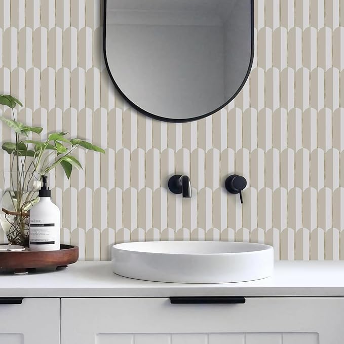 Vamos Tile Peel and Stick Backsplash Seamless Tile for Kitchen,White and Essaouira White Grey PVC Mixed Light Gold Self Adhesive Fish Scale Metal Mosaic Tiles (10 Sheets)