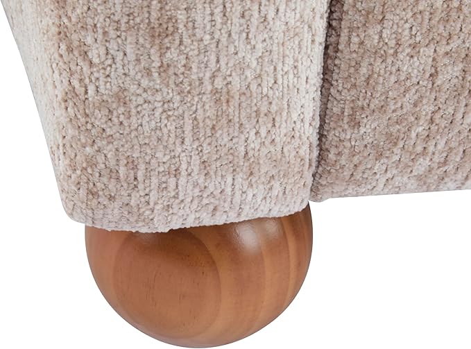 Christopher Knight Home Lindy Wingback Accent Chair, Upholstered Armchair with Rounded Wooden Legs, Curved Backrest Single Sofa, Soft Cushion Seating, Comfy Lounge Chair for Living Room, Beige Brown