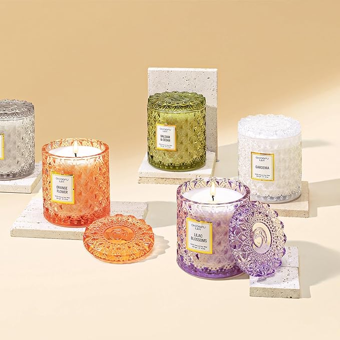 Chloefu LAN Lilac Blossoms Scented Candle, Highly Floral Fragranced Candle, Natural Soy Wax Candle Gift, Candles Gifts for Women, 55 Hours Long Burning, 8.1 oz