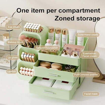 Makeup Organizer with Drawers for Vanity,Spacious Cosmetic Display Case,Perfect Storage Solution for Your Beauty Essential (All Green)