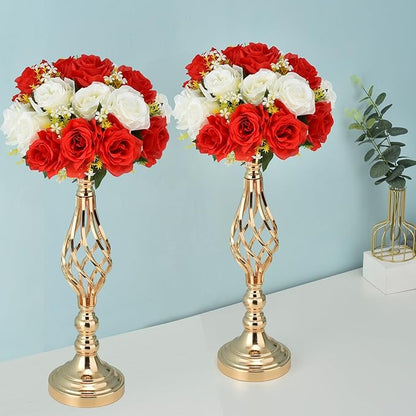 2pcs Metal Gold Candle Holders 20 Inch Tall Road Lead Table Centerpiece Stand Pillar Candlestick for Wedding Candelabra Flowers Vases