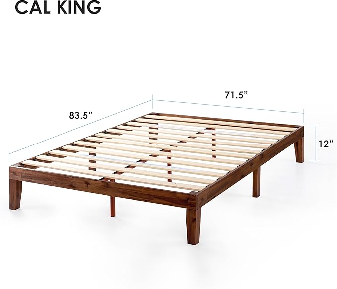 Mellow Naturalista Classic 12 Inch Solid Wood Platform Bed Cal King, Espresso