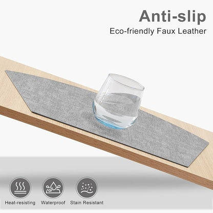 Homaxy Round Table Placemats Set of 6, Washable Wedge Shaped Faux Leather Table Mats, Wipeable Kitchen Dinner Place Mats for Indoor Outdoor, Light Grey