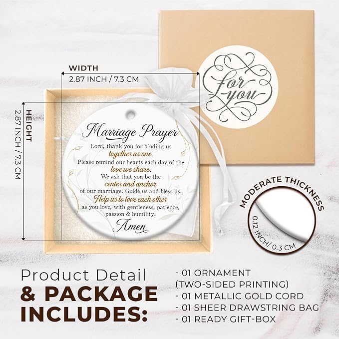 ZAGKOO Christian Christmas Wedding Gifts for Couple 2025 - Marriage Prayer Religious Wedding Gift for Newlyweds, Married Couples, Mr Mrs, Bride Groom - Bridal Shower Gift - Ceramic Ornament Decoration