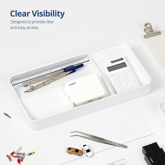 BLUE GINKGO Desk Organizer – Korean-Made Organizer for Notes, Pens, Pencils, and Accessories (Double-sided, White)