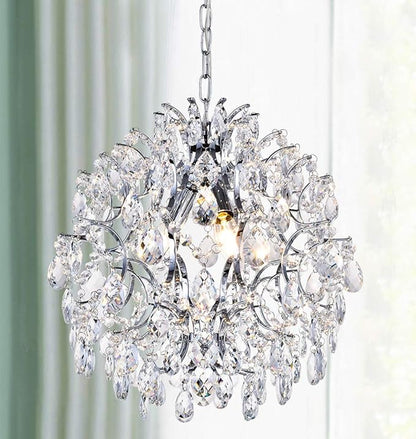 Bestier Modern Pendant Chandelier Crystal Raindrop Lighting Ceiling Light Fixture Lamp for Dining Room Bathroom Bedroom Livingroom entryway 3 E12 Bulbs Required D16 in x H18 in