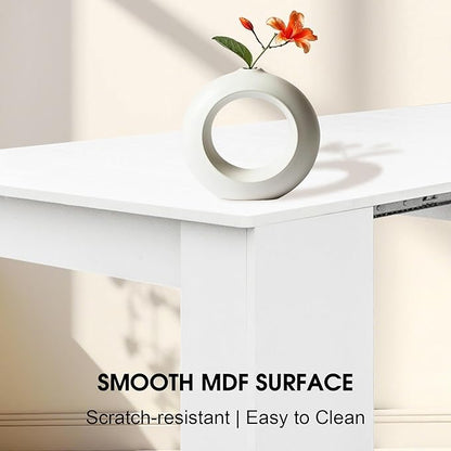 21''- 98.43'' Extendable Dining Room Table, Expandable Dining Table, Modern Large Table, for 2-9 Person(with Shelf), White