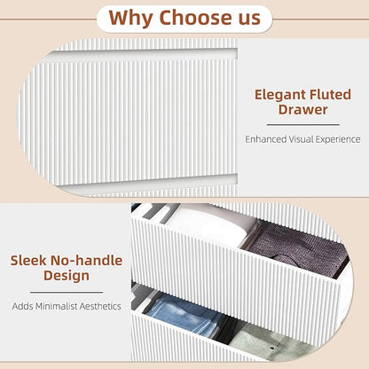 Fluted 6 Drawers Dresser,Modern Large Wood Dresser,Chest of Drawers for Bedroom, Living Room,Hallway,Entryway,TV Stand Drawer Organizer(Fluted White)