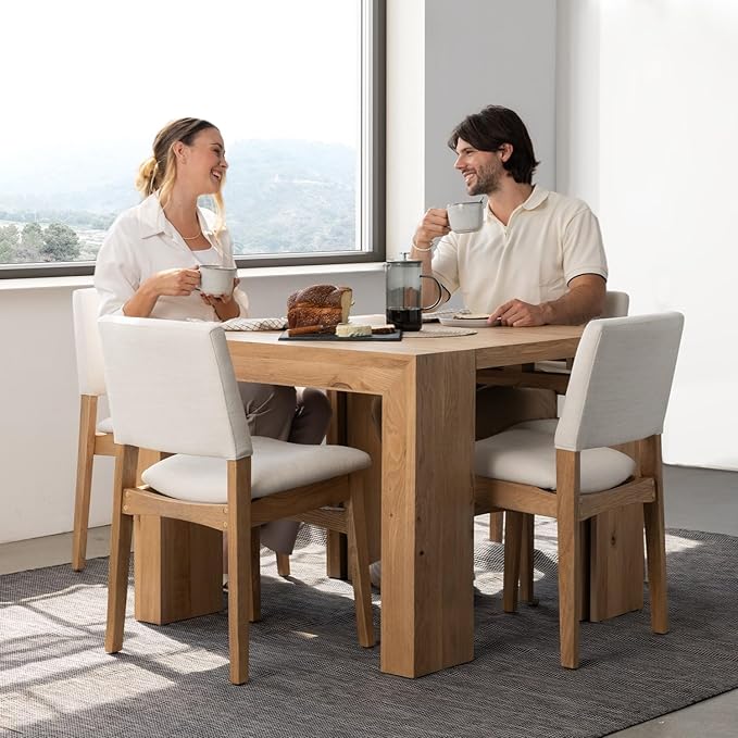 Transformer Table Extendable Dining Table Set for 4 to 12, Wood with Extending Panels & Stackable Chairs, Space Saving Small Table and Chairs Set of 4, Modern Dining Room Table Set