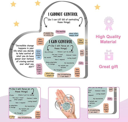 Mental Health Things I Can Control Decor, Mindfulness Therapy Anxiety Decor Office Acrylic Heart Gifts, School Counselor Sign Therapist Office Art Decorations for Therapist Office Living Room Bedroom Gift