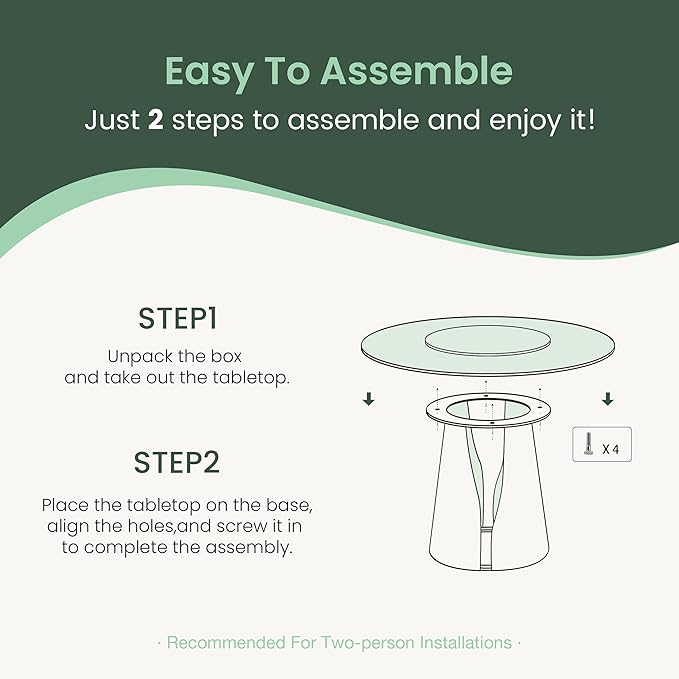 POVISON Round Dining Table for 4, 47" Modern Dining Table with 23" Lazy Susan, Pandora Sintered Stone Dining Tabletop with Black Carbon Steel Pedestal(Dining Table Only)