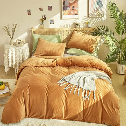 CLOTHKNOW Brown Comforter Twin/Twin XL Fluffy Bedding Comforter Sets Burnt Orange Bedding Comforter Terracotta Bedding Collection 3Pcs Bedding Comforter Sets