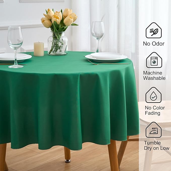 Hunter 6 Pack Round 60 Inch Tablecloth, Premium Polyester Table Cloth Washable Table Cover Stain and Wrinkle Resistant Decorative Table Cover for Party Wedding