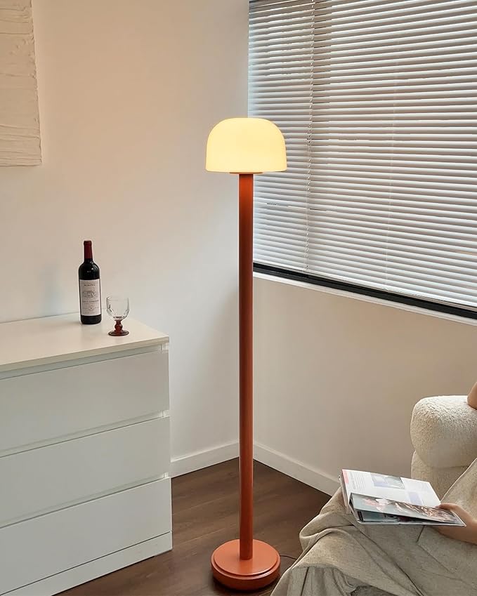 Mushroom Floor Lamp with Remote, 59 Inch Tall LED Dimmable Standing Lamp with Adjustable Color Temperature, Mid-Century Modern Cute Ambient Floor Light for Living Room, Bedroom, Orange