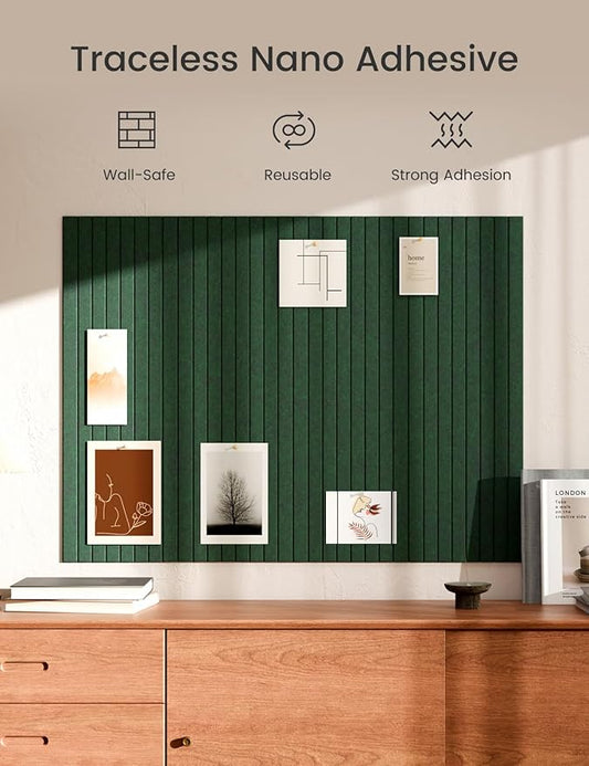 Bumusty Large Felt Bulletin Board 48" x 36" Cork Board Alternative-12 Pack with 70 Safe Removable Adhesive Tabs, Cork Boards for Walls Cork Board for Home Office Classroom Pin Board (Aurora Green)