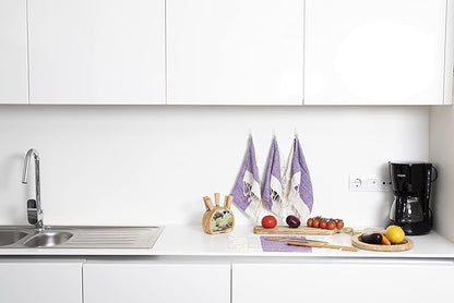 SMYRNA TURKISH COTTON Herringbone Series Kitchen Dish Towels Pack of 4, Machine Washable Wash Cloths, Ultra Soft, Absorbent, Prewashed and Quick Dry Turkish Dish Towels, 15x26 Inch (Purple)