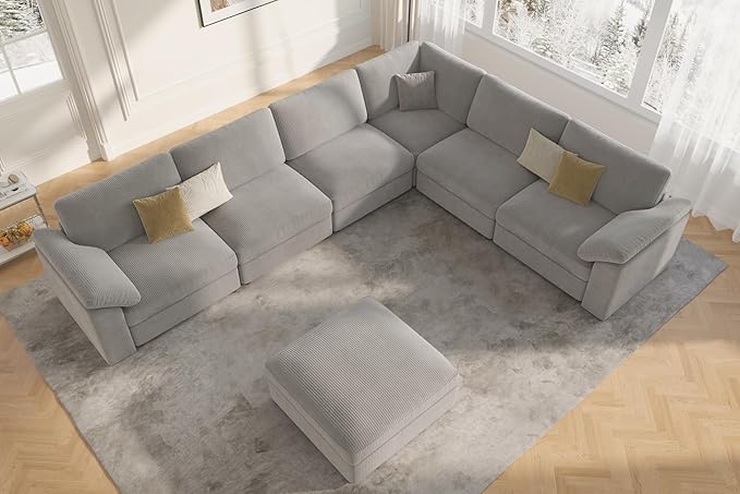 EASE MOOSE Oversized Modular Sectional Sofa, U Shape Sectional Couch Wide Deep Seat Modular Cloud Couch,Removable Cover,Dark Grey