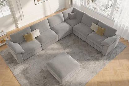 EASE MOOSE Oversized Modular Sectional Sofa, U Shape Sectional Couch Wide Deep Seat Modular Cloud Couch,Removable Cover,Dark Grey