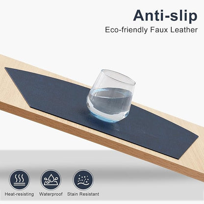 Homaxy Round Table Placemats Set of 6, Washable Wedge Shaped Faux Leather Table Mats, Wipeable Kitchen Dinner Place Mats for Indoor Outdoor, Navy Blue