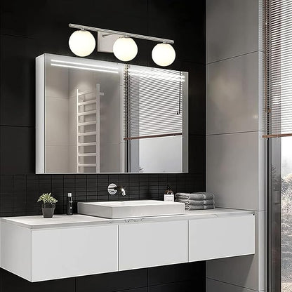 New Bathroom Vanity Light Fixtures 3 Lights Brushed Nickel Glass Shade Modern Wall Bar Sconce Over Mirror