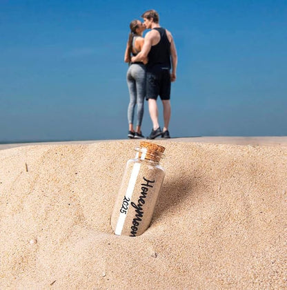 Honeymoon Sand Keepsake Jar 2025，Bridal Shower, Wedding, Engagement, Honeymoon, Travel Gift for Couples, Newlywed, Fiance(Gift Box Includes) - 40ml Cylindrical Shape Glass