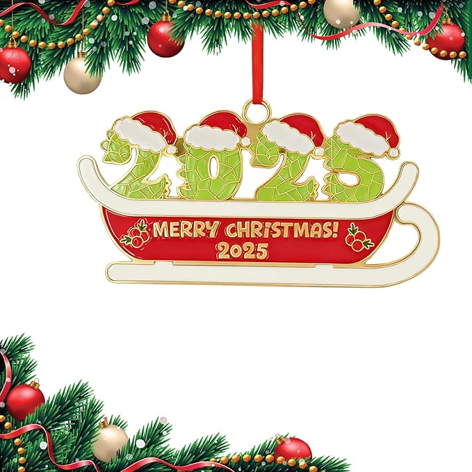 2025 Dated Merry Christmas Ornament for Holiday Party Decor, Metal Ornament for Home, Xmas Gift Cute Tree Decorations