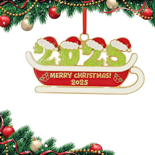 2025 Dated Merry Christmas Ornament for Holiday Party Decor, Metal Ornament for Home, Xmas Gift Cute Tree Decorations