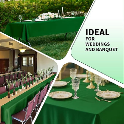 Hunter Green 6 Pack Polyester Table Cloth 60 x 102 Inch, Rectangle Tablecloths for 6 Foot Tables Washable Table Cloth for Party Wedding