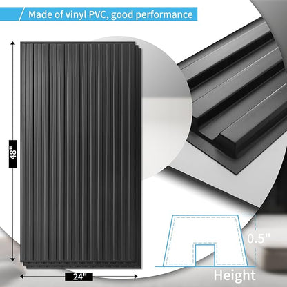 Art3d 12-Pack Slat Design 3D Wall Panels for Interior Wall Decor, 2x4 FT PVC Decorative Drop Ceiling Tiles - Black