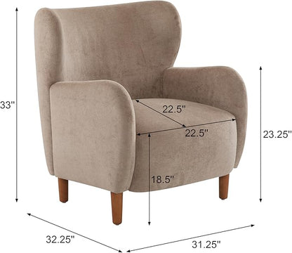 Christopher Knight Home Dolly Mid-Century Modern Velvet Upholstered Wingback Club Chair, Living Room Lounge Chair for Relaxation, Reading Armchair, Solid Wood Living Room Accent Chair, Camel+Brown