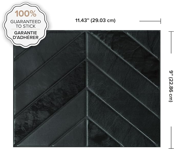 SMART TILES Peel and Stick Backsplash - 5 Sheets of 11.43" x 9" - 3D Adhesive Peel and Stick Tile Backsplash for Kitchen, Bathroom, Wall Tile