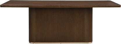 Merax 7-Piece Dining Table Set - 84'' Modern Rubberwood Table & 6 Tub Chairs, Minimalist Open-Back Design for Kitchen Dining Room, Easy Assembly, Beige+Walnut