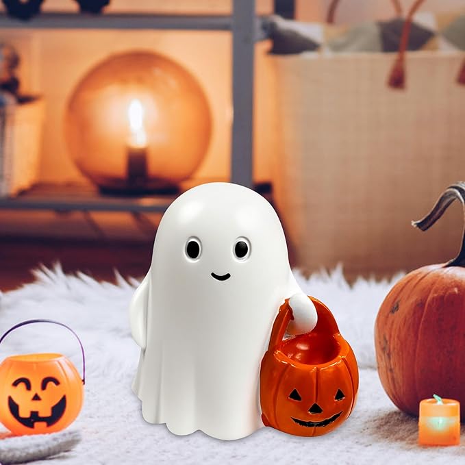 Halloween Ghost Figurine - Pumpkin Ghost, Spooky & Cute Ghost Statue for Home for Gift Party Decor Ghosts Halloween Decorations