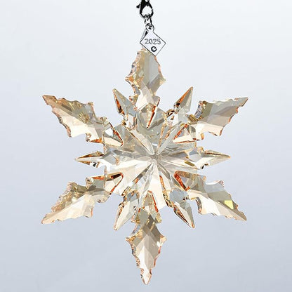 2025 Edition Crystal Snowflake Ornament Christmas Tree Ornament Home Decor Gift (2025-Champagne)