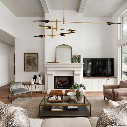 76” Industrial Pendant Light 6-Lights Adjustable Farmhouse Chandelier Modern Pendant Lighting Fixtures for Dining Room Living Room Kitchen Island Bedroom, UL Listed