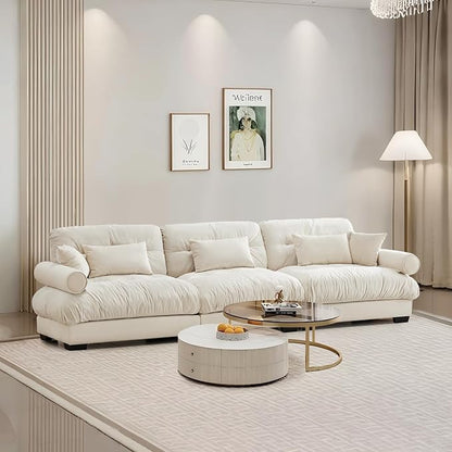 SoarFlash 130” Sectional Sofa 3 Seat Couch, L Shaped Modern Sofa with Solid Wood Legs, Couches Sofas for Living Room Apartment, Comfortable Small Couches for Small Spaces, Beige