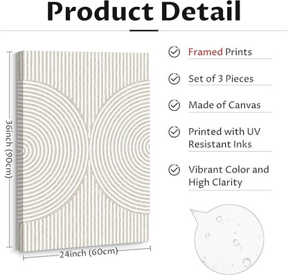 Modern Abstract Pictures Wall Art Boho Neutral Canvas Wall Art Minimalist Line Wall Decor Beige Black Brown Artwork Abstract Modern Painting Prints for Living Room Bedroom 24x36x3 Inch Wrapped Canvas