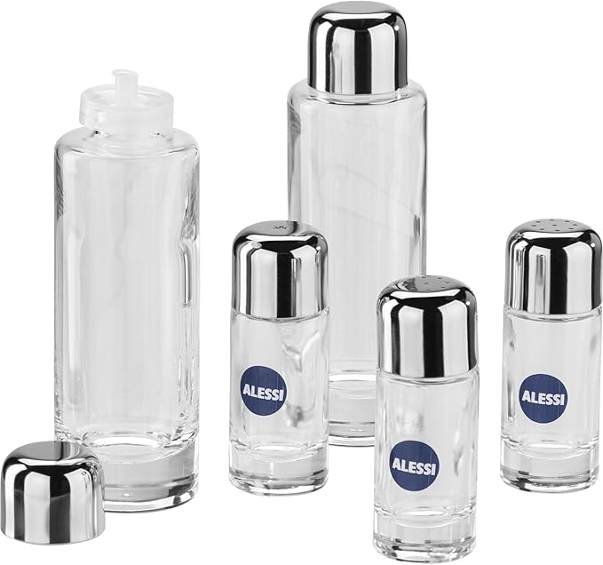 Alessi Pcs Cactus 5 Piece Condiment Set, Silver
