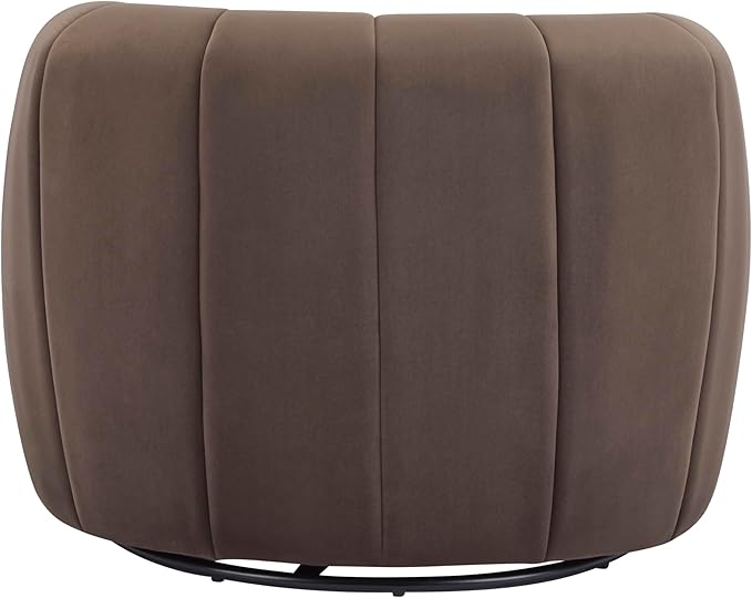 Christopher Knight Home Monroe Velvet Swivel Club Chair, Armchair with 360-Degree Rotation, Upholstered Barrel Swivel Sofa Chair for Living Room, Tufted Back, Thick Cushion, Iron Base, Dark Brown