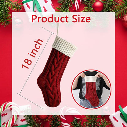 Christmas Stockings Personalized Custom Stockings Christmas Traditional Large Knitted Christmas Stocking for Family Vintage Christmas Decoration (6pcs)