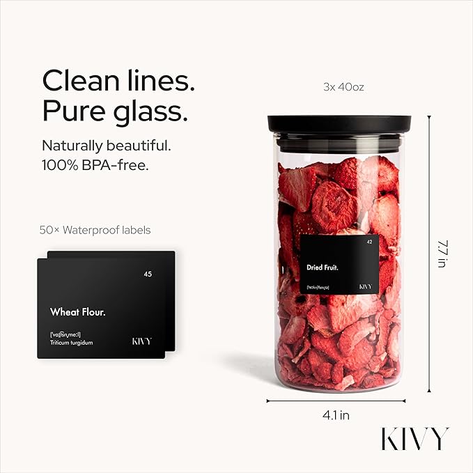 KIVY Glass Jars (40oz * 3)
