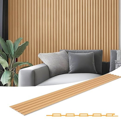 Art3d WPC Slat Wall Panels, 8-Pack 108 x 6 Inch 3D Wall Accents for Interior Wall Decor, Living Room, Bedroom, Boxwood