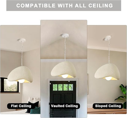 Wabi Sabi Pendant Lights,11.8in White Modern Pendant Light Resin Hanging Lamp Kitchen Island Lighting Modern Japandi Chandelier for Dining Room Bedroom Hallway Restaurant Foyer