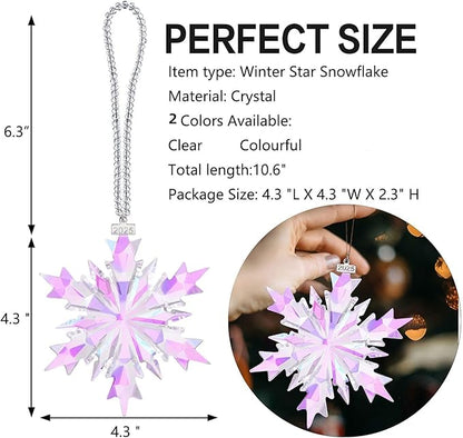 2025 Annual Edition Snowflake Crystal Christmas Ornament, Large Ornaments Display Winter House Decor with Gift Box(Colourful A)