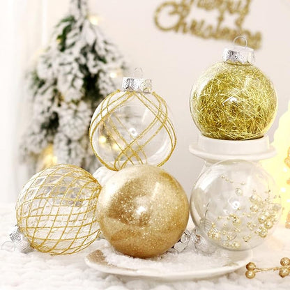 Clear Christmas Ball Ornaments, 30ct 2.36" Gold Shatterproof Xmas Ball Decorations Set Decorative Hanging Ornaments for Christmas Tree Home Office Decor Gift for Christmas Party Wedding