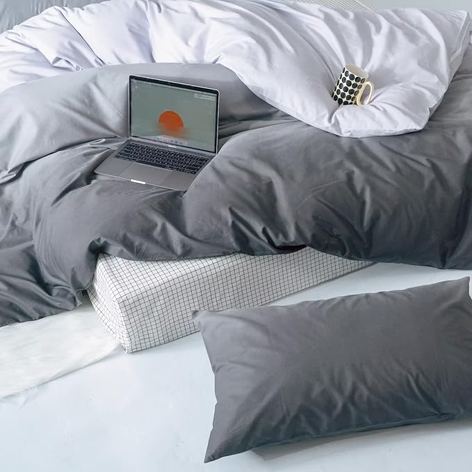 CLOTHKNOW Grey Silver Queen Comforter Set Gray Gradient Bedding Comforter Sets Grey Tone Comforter Queen with 2 Pillow Cases