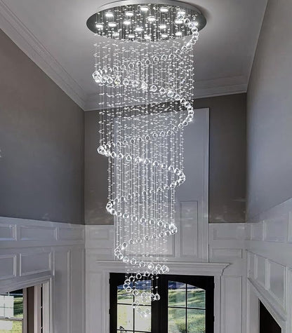 Glam Crystal Chandelier with Dimmable Bulbs High Ceiling Light Fxitures