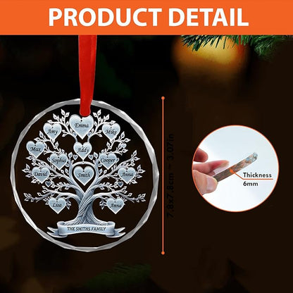 Shaant Personalized Christmas Glass Ornaments 2025, Family Tree Christmas Tree Decoration, Gifts for Family & Friends, Housewarming Gift Ideas